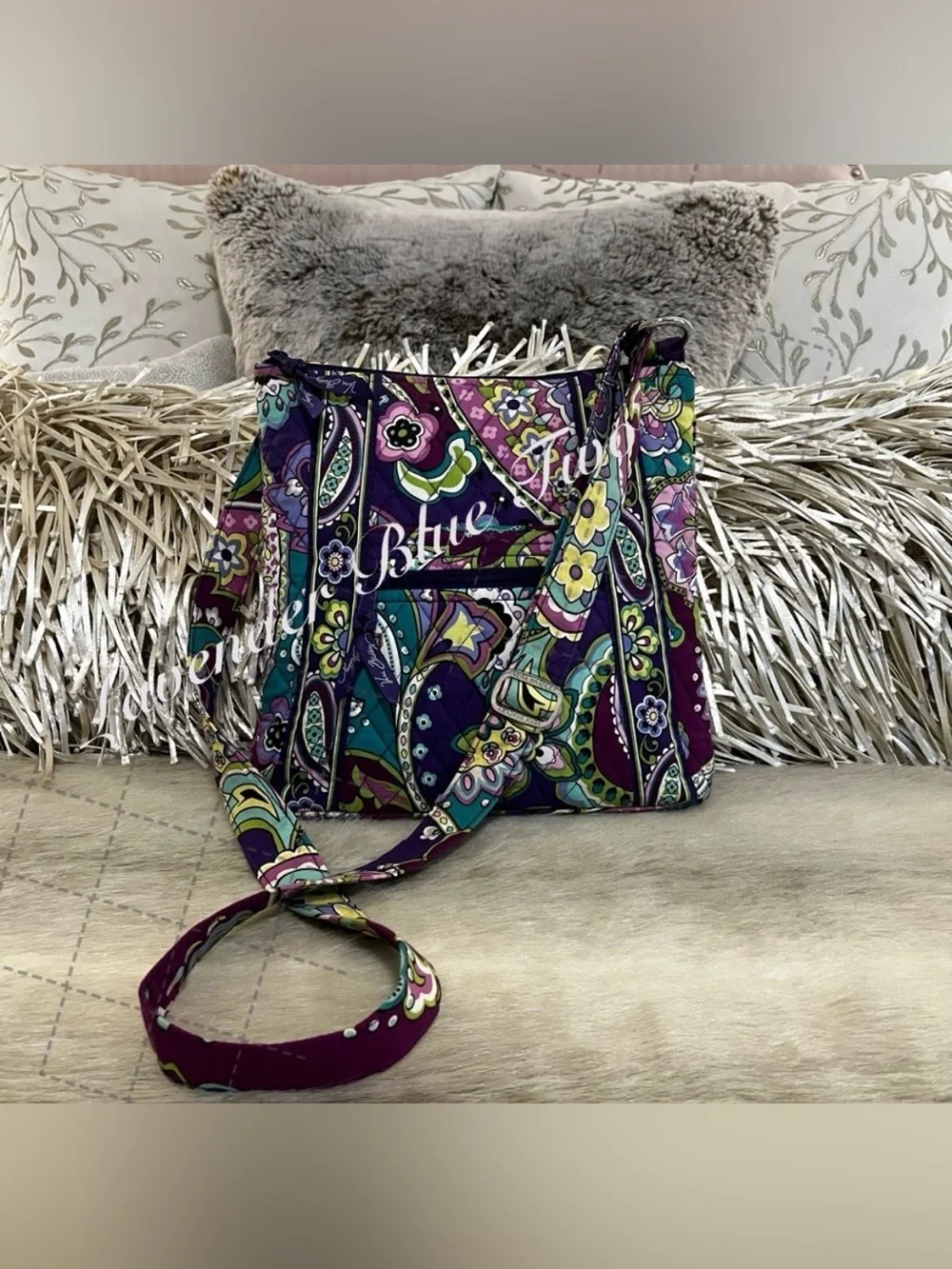 VERA BRADLEY Heather 2013  Zip Hipster Crossbody Purple Green Paisley Y2K Bag